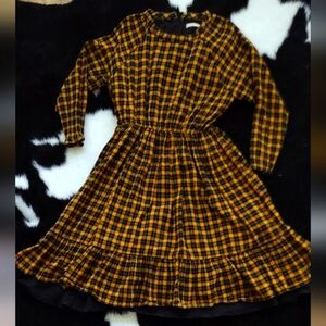 Black and Mustard Plaid girls Dress